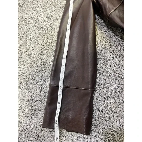 Luxury Women's Genuine Leather Real Fur Collar Jacket Brown Warm Winter Coat Y2K - Picture 13 of 14